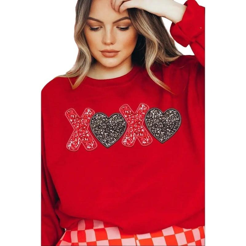 Doodle XOXO Faux Sequin Transfer Unisex NuBlend Crew Sweatshirt Shirt Hoodie | PrintMintTees.com