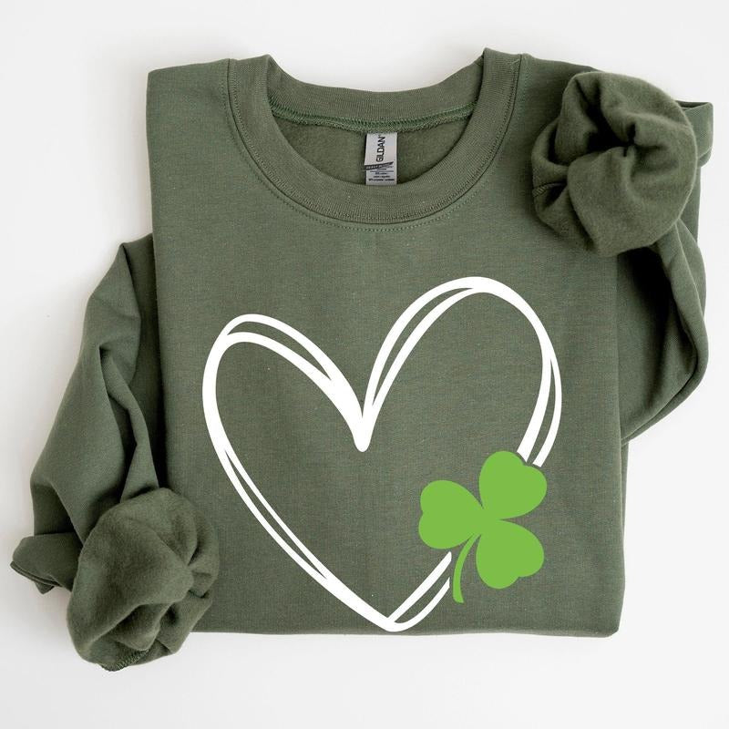 Double Heart And Shamrock St Patrick's Day Sweatshirt T-Shirts, Hoodie | PrintMintTees.com