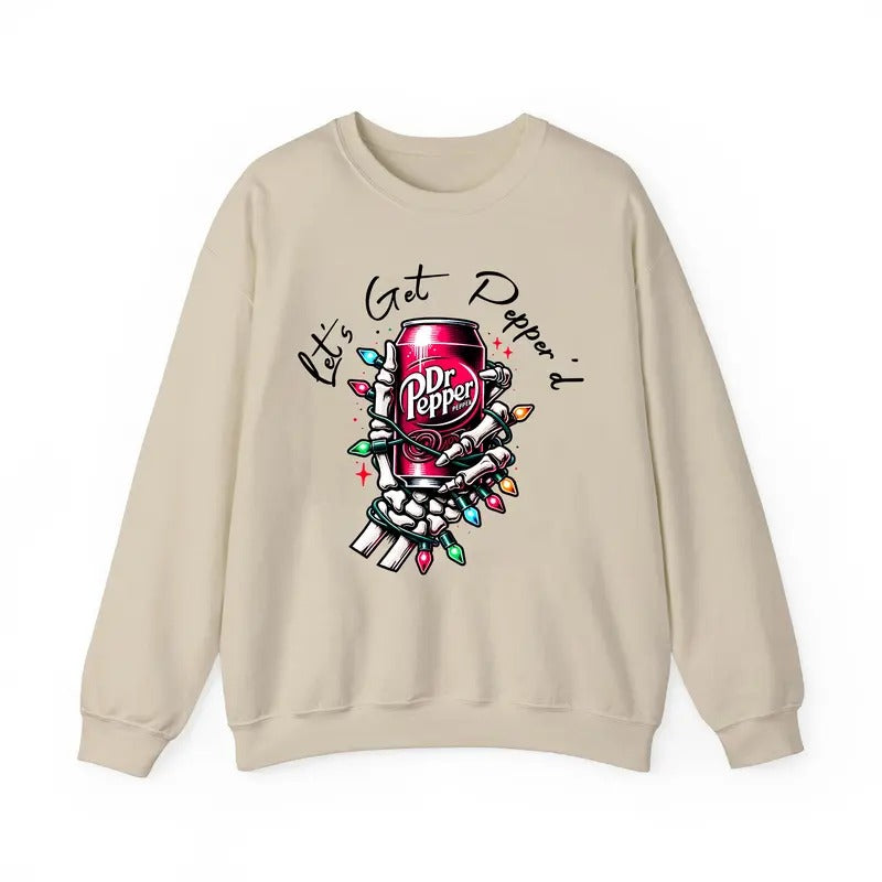 Dr. Pepper Skeleton Christmas Light Sweatshirt/Shirt/Hoodie, Retro Crewneck, Gift For Girlfriend | PrintMintTees.com