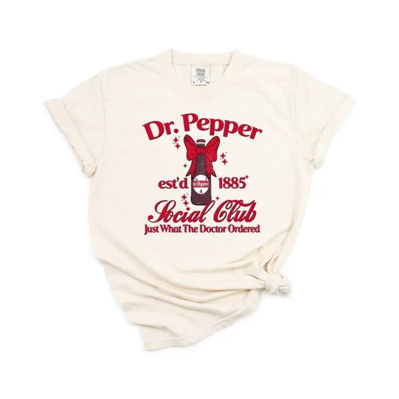 Dr. P Soda bow social club  | ivory comfort colors t shirt Hoodie Sweatshirt | PrintMintTees.com