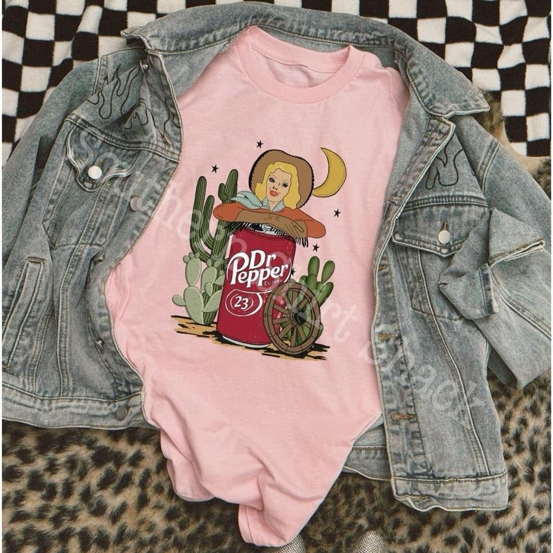 Dr Pepper Cowgirl | Blossom comfort colors t shirt | Western t shirt Hoodie Sweatshirt | PrintMintTees.com