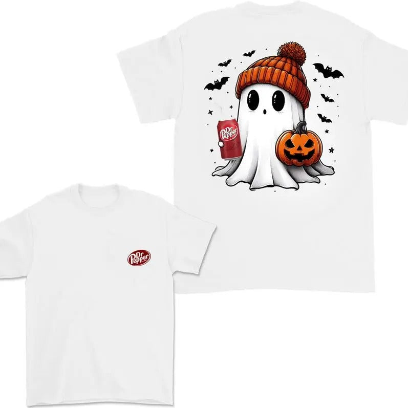 Dr Pepper Ghost Cute Halloween 2 Sided T-Shirt, Dr Pepper Halloween Shirt For Men And Women, Halloween Cute Ghost Trendy...