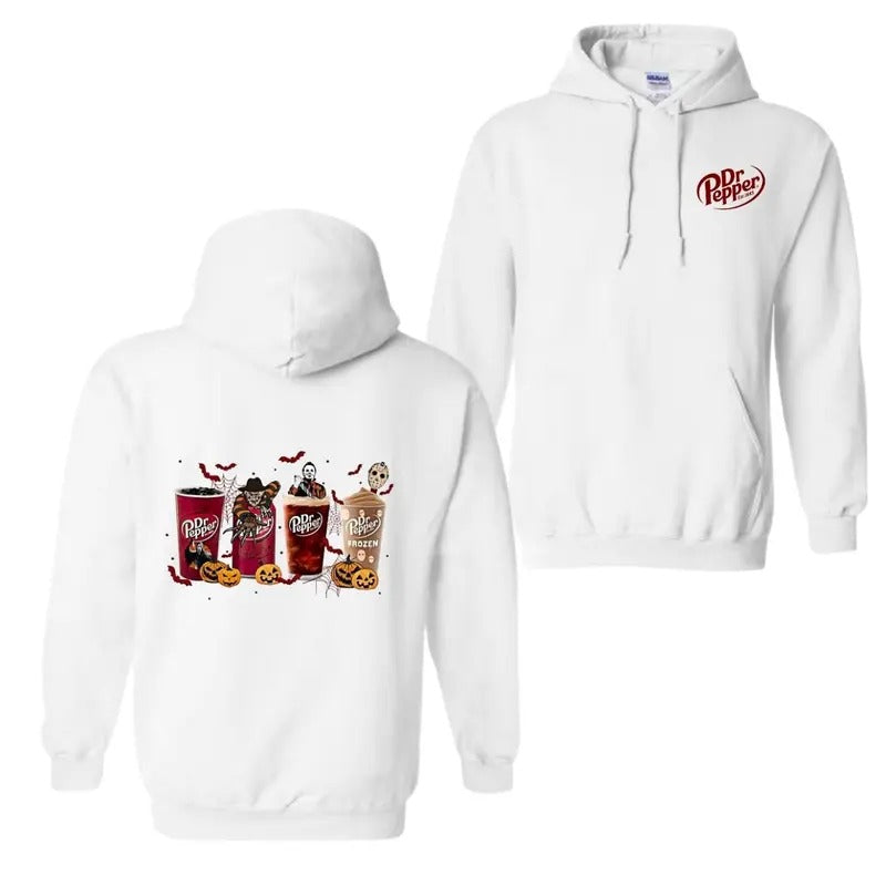Dr Pepper Horror Shirt, Horror Movie Characters T-Shirt, Hoodie for Halloween Full Size Full Color for men for women...