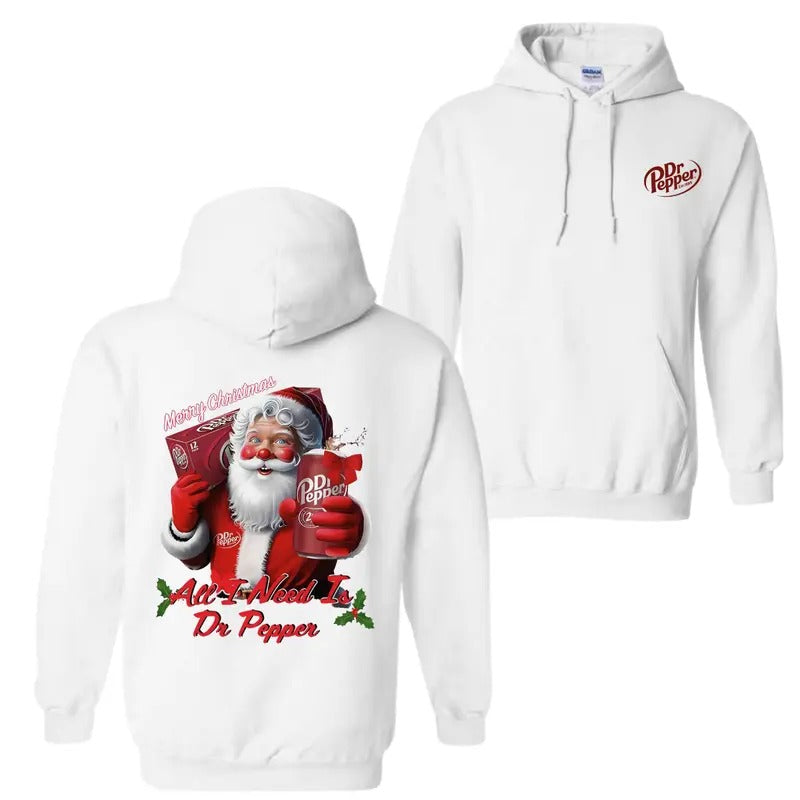 Dr Pepper Santa Christmas Hoodie T-Shirt, All I Need Is Doctor Pepper Hoodie Sweatshirt | PrintMintTees.com