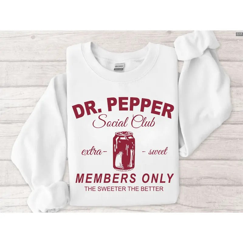 Dr. Pepper Social Club Sweatshirt , Chilling with dr. pepper Pullover, Retro Crewneck, Gift For Lovers, Cotton, Trendy...