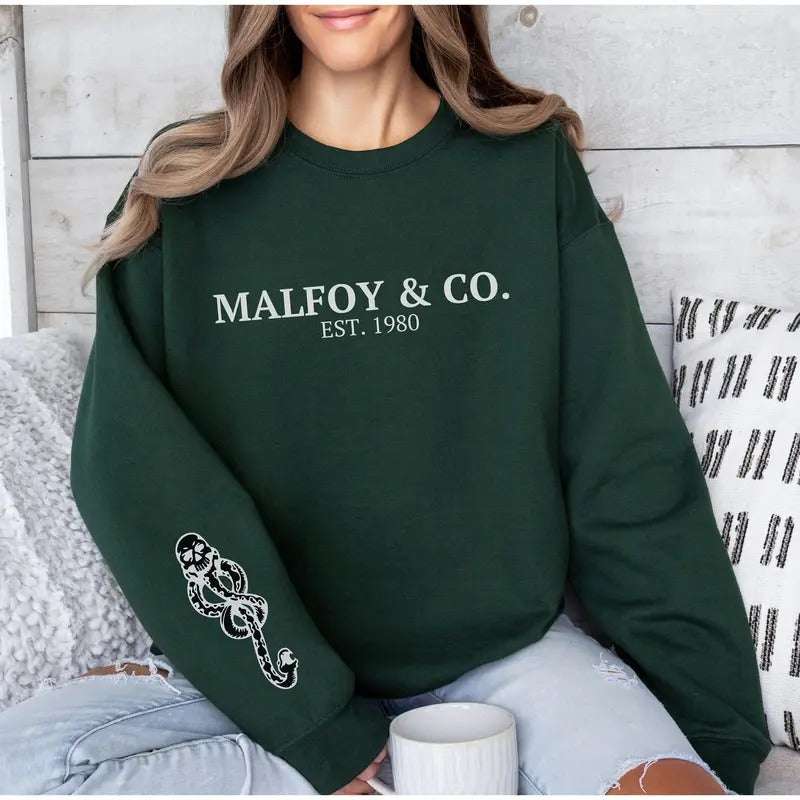 Draco Sweatshirt, Draco Crewneck, Magical Hoodie, Bookish Pullover, Manor Sweater, Green House Shirt, HP Potter Clothing,...