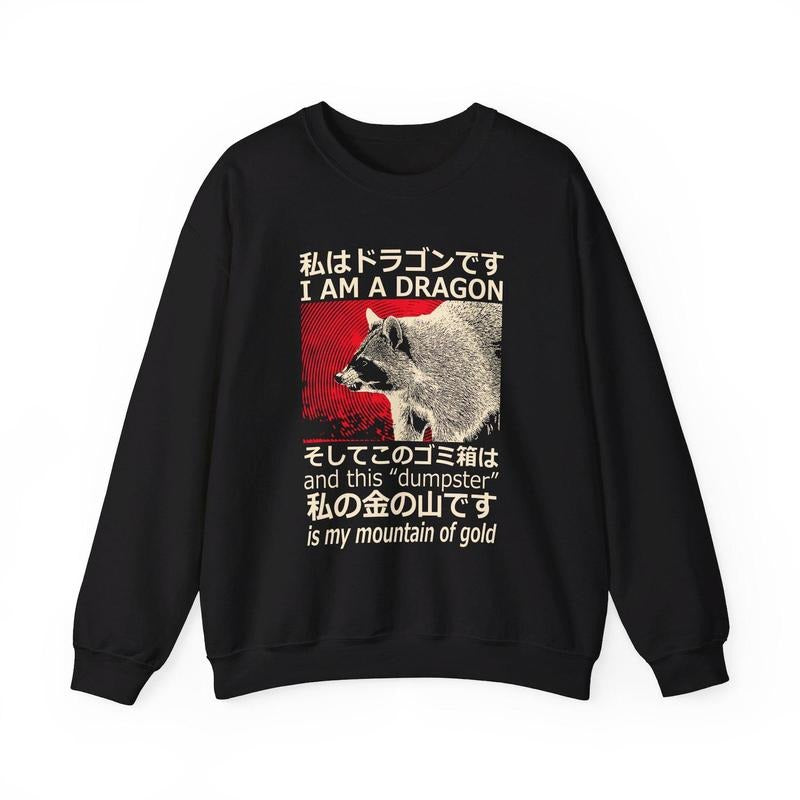 Dragon Raccoon Crewneck Sweatshirt Shirt Hoodie | PrintMintTees.com