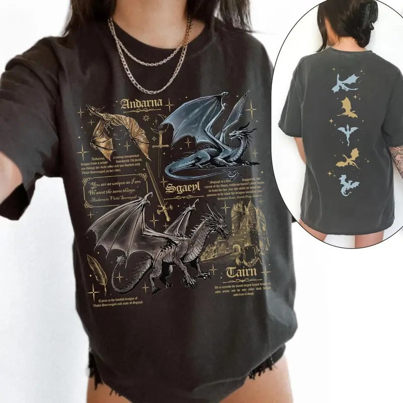 Dragons Tairn Andarna T-Shirt, Onyx Storm Shirt, Fourth Wing Dragons Sweatshirt, Basgiath War College Tee Shirt, Violet...