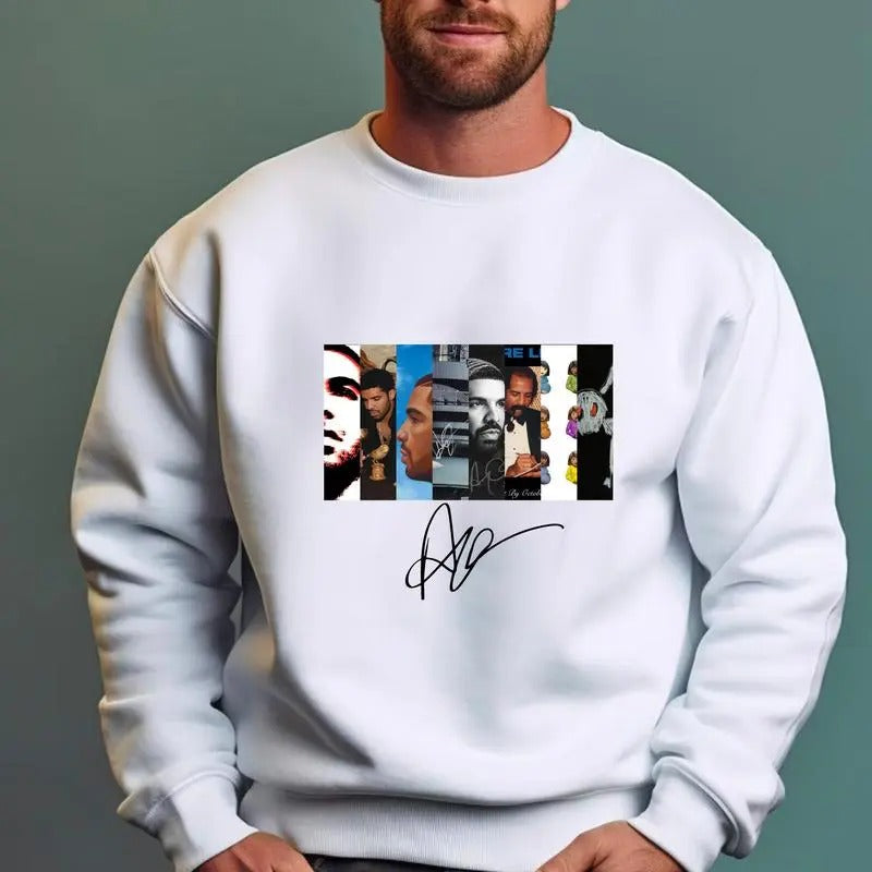 Drake Albums With Signature Sweatshirt, Rapper T Shirt, Hip Hop Shirt, Drake Tour Tee, Unisex Sweater Pullover Tee Hoodie