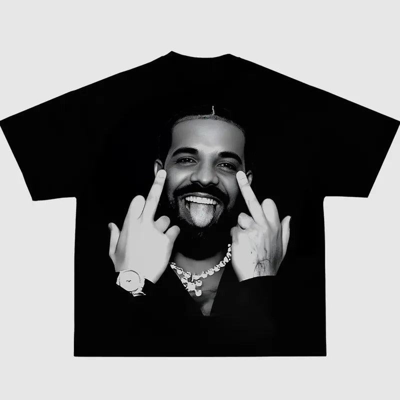Drakee Black T-shirt Big Face Graphic Tee Hoodie Sweatshirt | PrintMintTees.com
