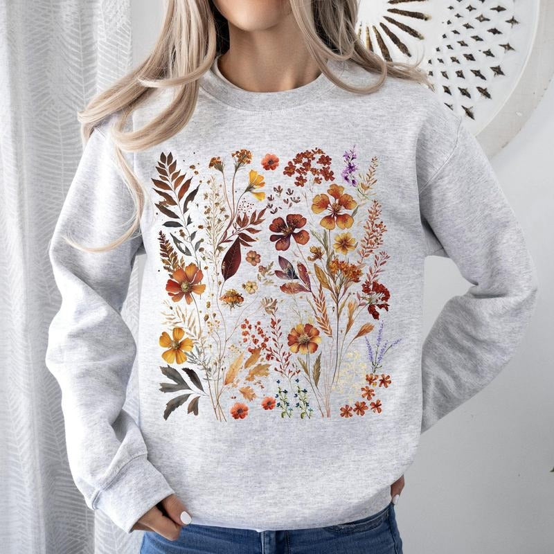 Dried Wildflowers, Nature, Meadow, Floral, Leaves Sweatshirt Shirt Hoodie | PrintMintTees.com