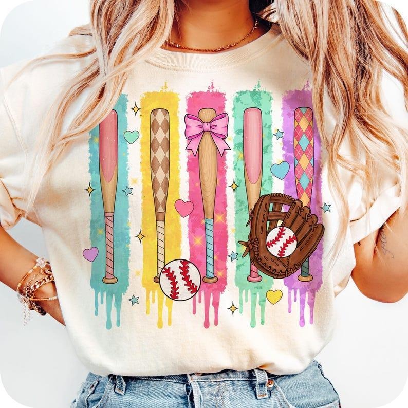Dripping Baseball Coquette Tee, Preppy Ice Cream Design, Sporty Mama Look, shirt for women Hoodie Sweatshirt