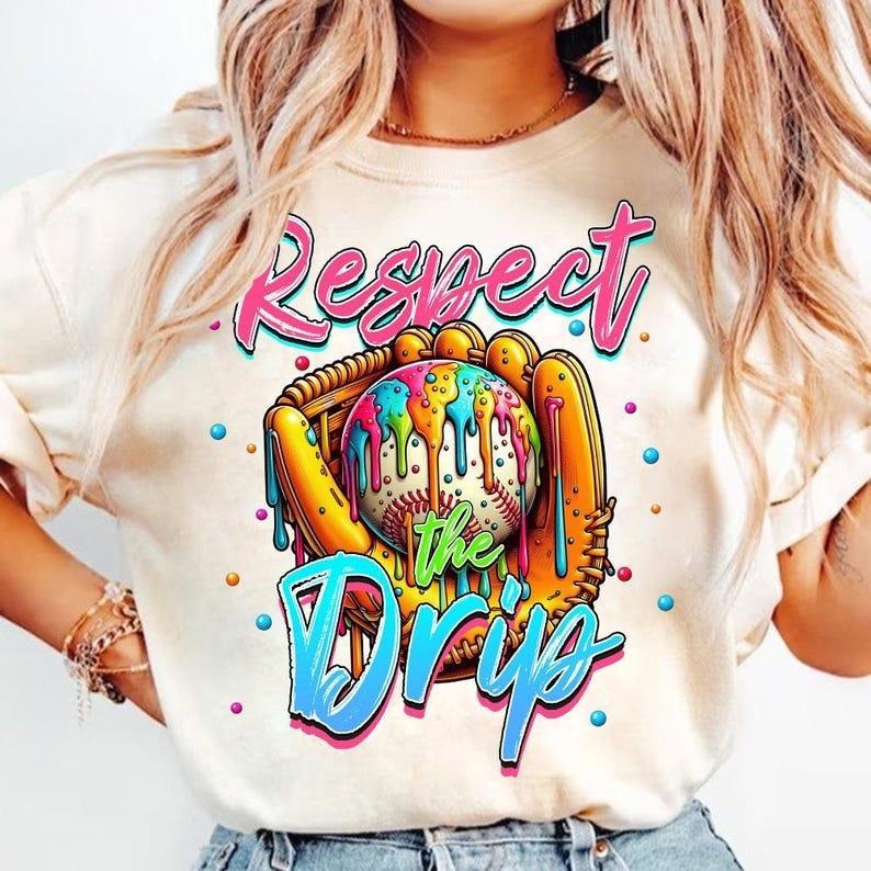 Dripping Ice Cream Baseball Tee tshirt, Stylish Game Day Print tshirt, Mom Life Outfit, favorite shirts Hoodie Sweatshirt