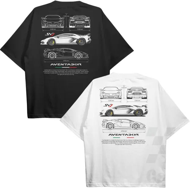 Drive in Style: Car-Themed T-Shirts, Aventador SVJ T-Shirt, Aventador SVJ Technical Specs T-Shirt, Racing Shirt, Sport...