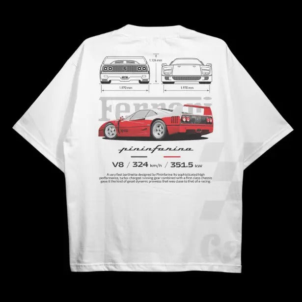 Drive in Style: Car-Themed T-Shirts, F40 T-Shirt, F40 Technical Specs T-Shirt, Ride the Style, Racing Shirt, Sport Car...