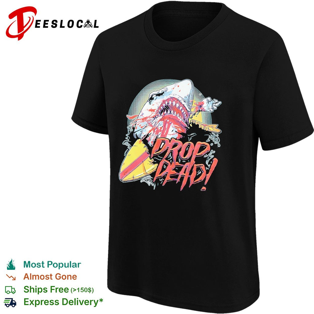 Drop Dead shark attack surfboard shirt