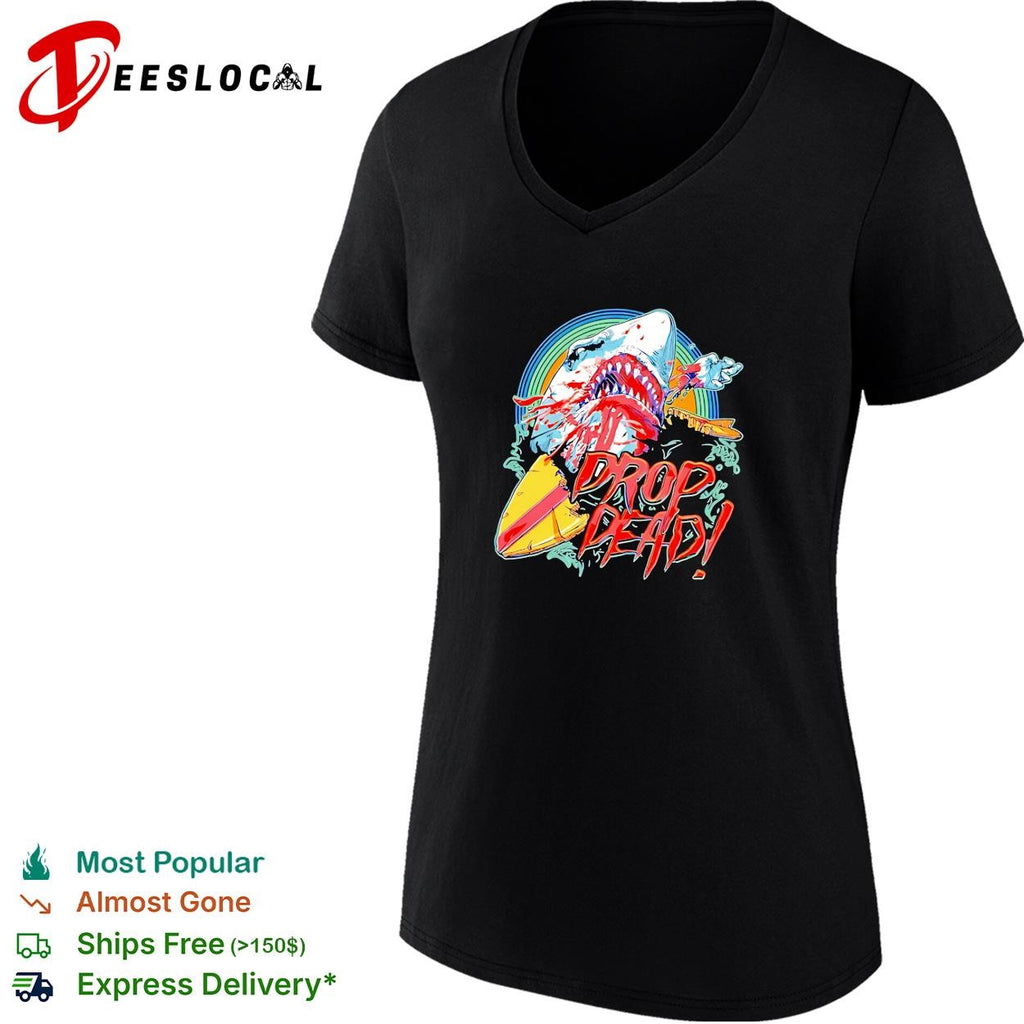 Drop Dead shark attack surfboard vintage shirt