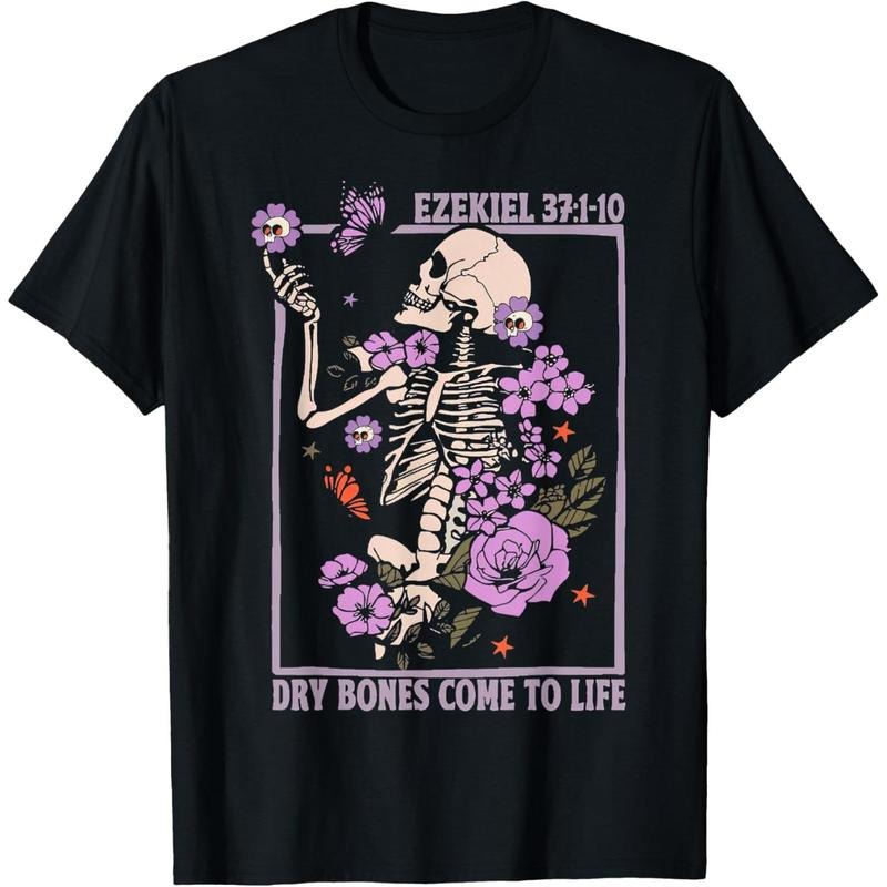 Dry Bone Come To Life Skeleton Floral T-Shirt made in usa Hoodie Sweatshirt | PrintMintTees.com