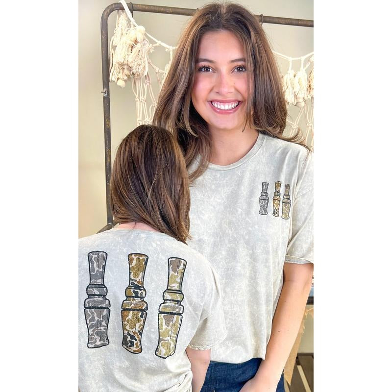Duck Calls Mineral Washed Graphic Shirt Hoodie Sweatshirt | PrintMintTees.com