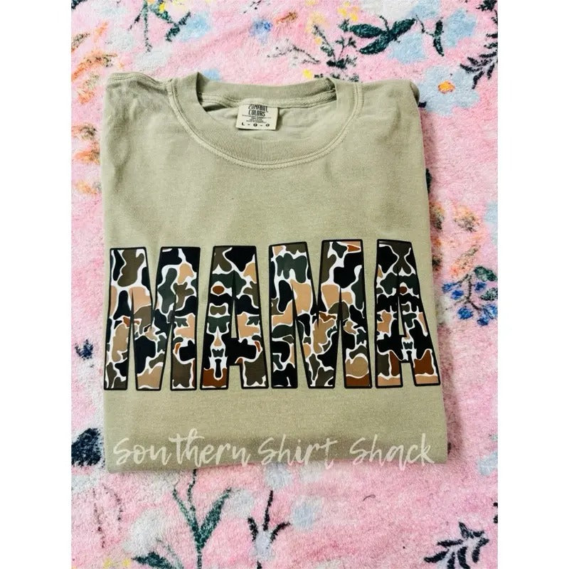 Duck Camo Mama t shirt  | Sand comfort colors t shirt | Camo mama t shirt Hoodie Sweatshirt | PrintMintTees.com
