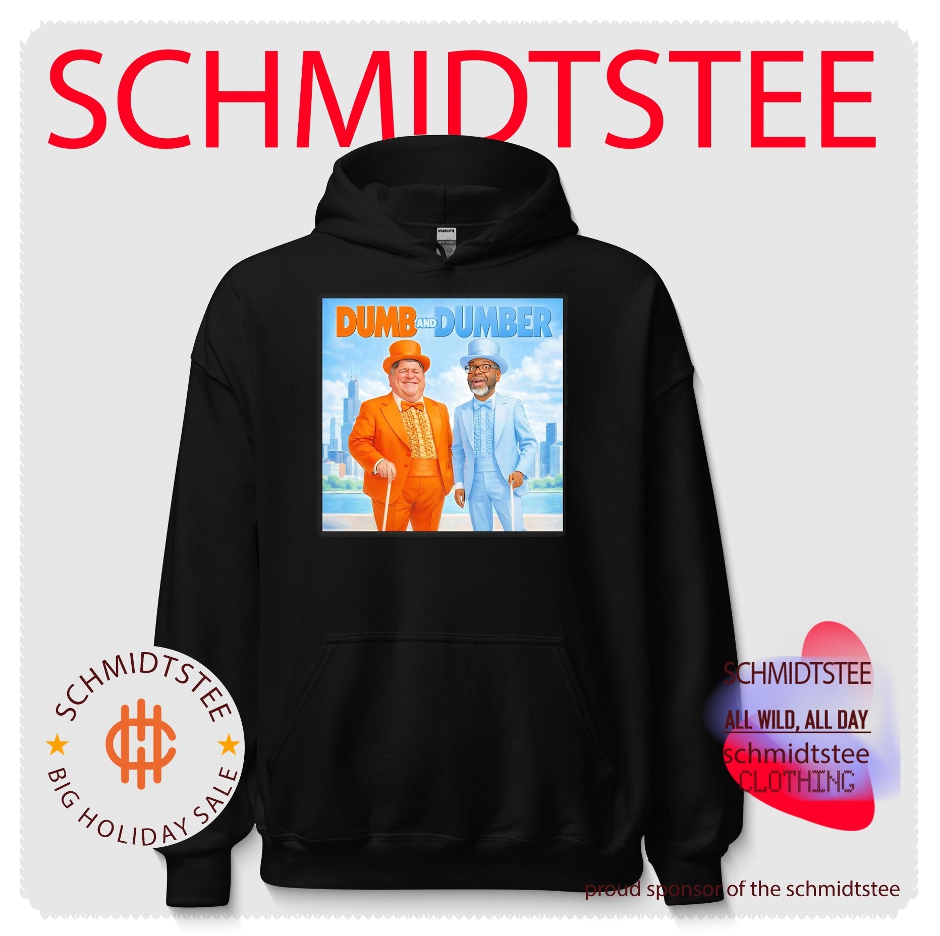 Dumb and dumber Chicago skyline background shirt