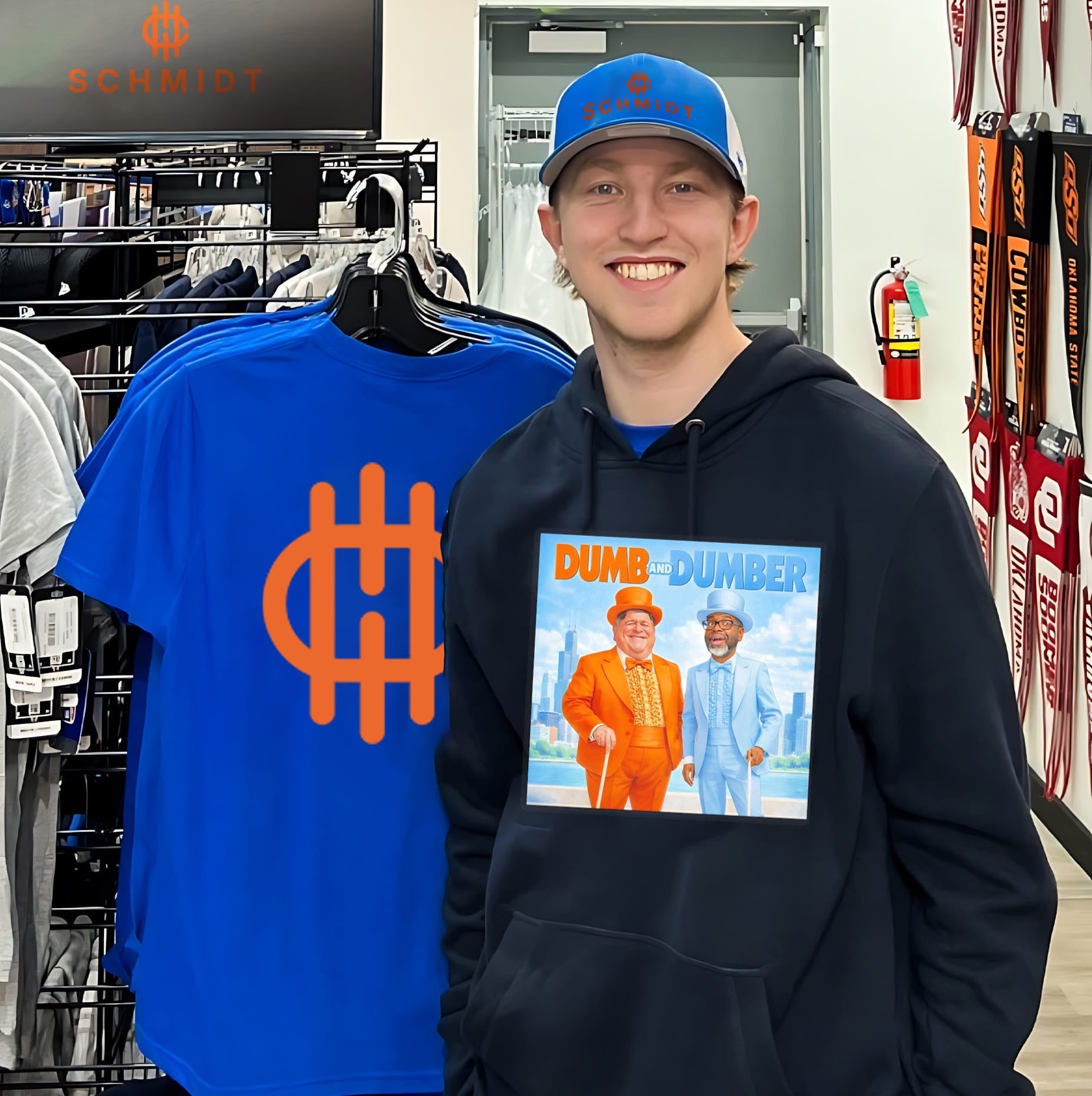 Dumb and dumber Chicago skyline background shirt