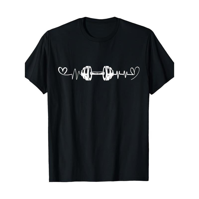 Dumbbell Pulse Fun Gym Fitness Heartbeat Fitness Vibration Men's 100% cotton T-shirt Made in USA Hoodie Sweatshirt