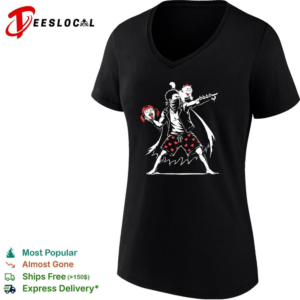 Dungeon Crawler Carl in the style of Banksy’s Flower Thrower shirt