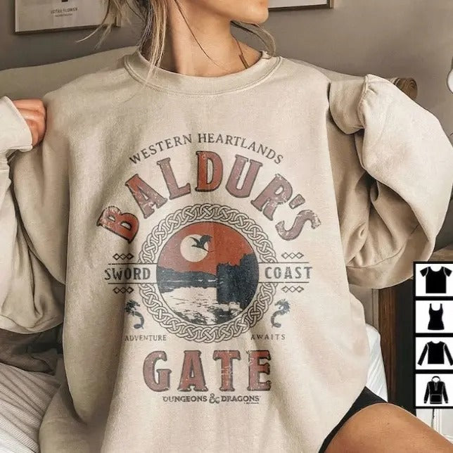 Dungeons & Dragons Adventure Awaits at Baldur's Gate Game Sweatshirt Shirt Hoodie | PrintMintTees.com