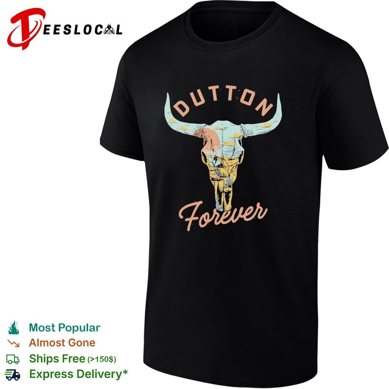 Dutton Forever Western Bull Skull Desert Landscape shirt