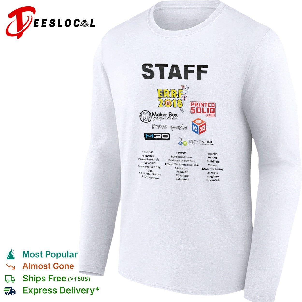 ERRF 2018 STAFF Printed Solid Maker Box Proto pasta M30 E3D shirt
