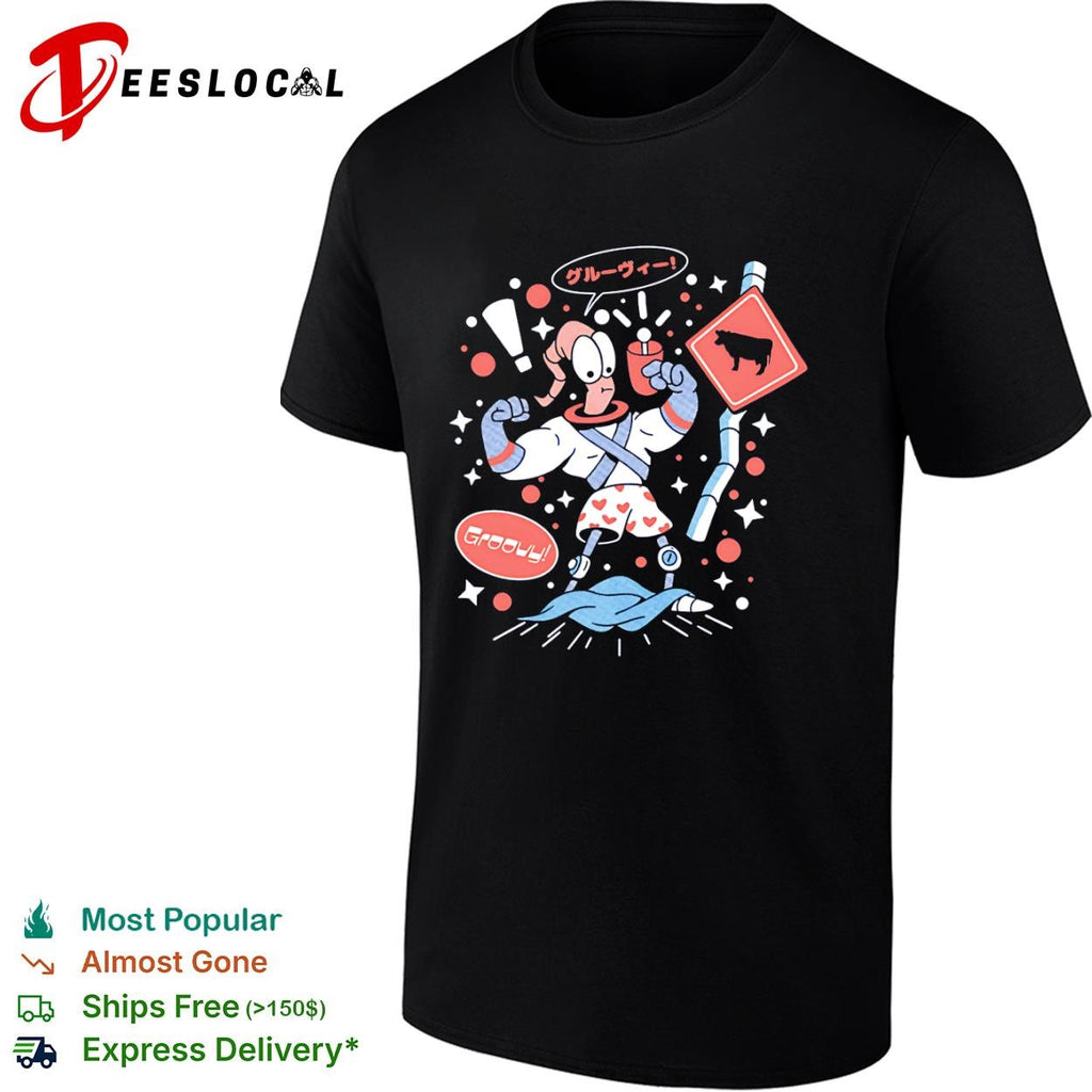 Earthworm Jim in his boxer shorts Groovy shirt