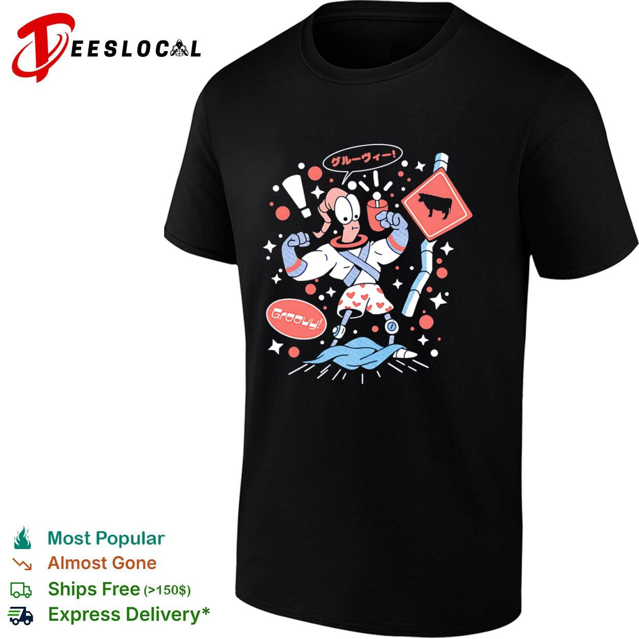Earthworm Jim in his boxer shorts Groovy shirt