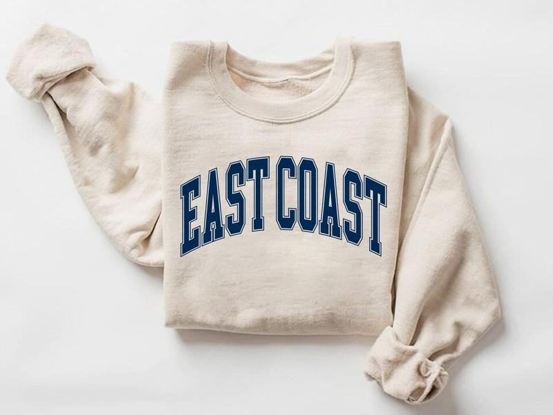 East Coast Crewneck Sweatshirt, Vintage Varsity Sweatshirt, Summer Beach Sweatshirt, Retro East Coast Shirt, Trendy...