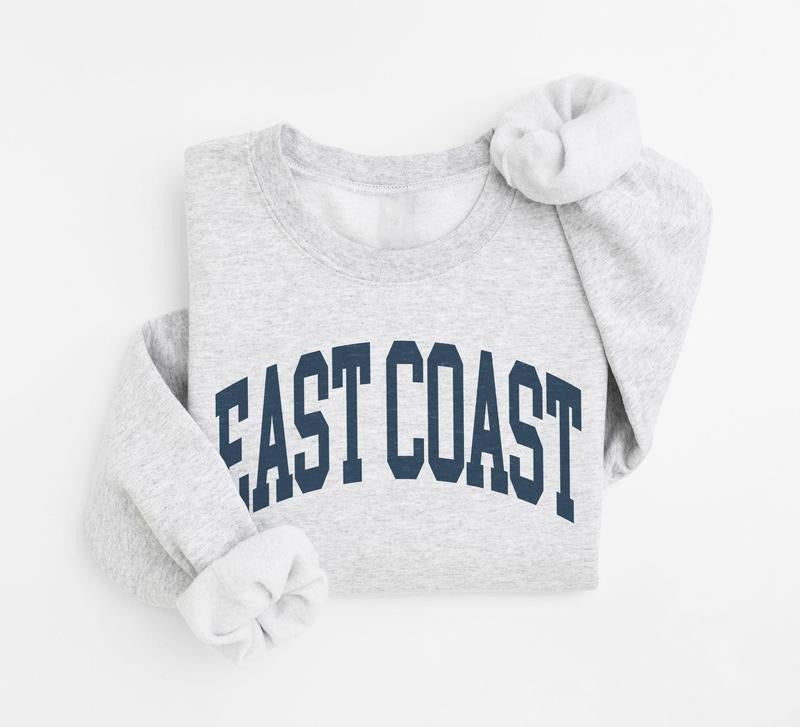 East Coast Sweatshirt, Summer Shirt, Trendy Travel Destination Gift, Unisex Crewneck Sweatshirt Hoodie | PrintMintTees.com