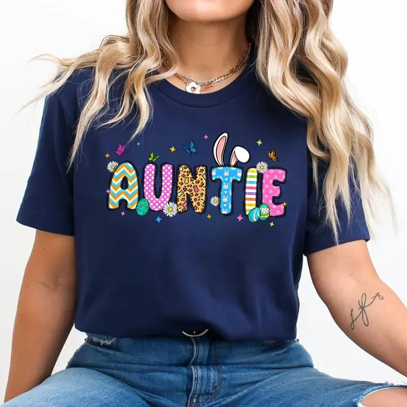 Easter Auntie Shirt Cute Bunny & Egg Aunties Spring Celebration Easter T-Shirts, Hoodie, Sweatshirt