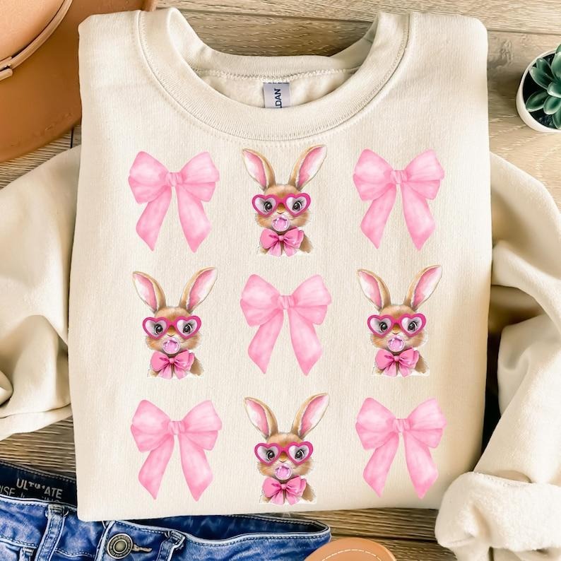Easter Bunny Coquette Shirt-sweatshirt-hoodie, Easter Bunny tshirt, Easter sweatshirt, Coquette Easter hoodie, Girls...