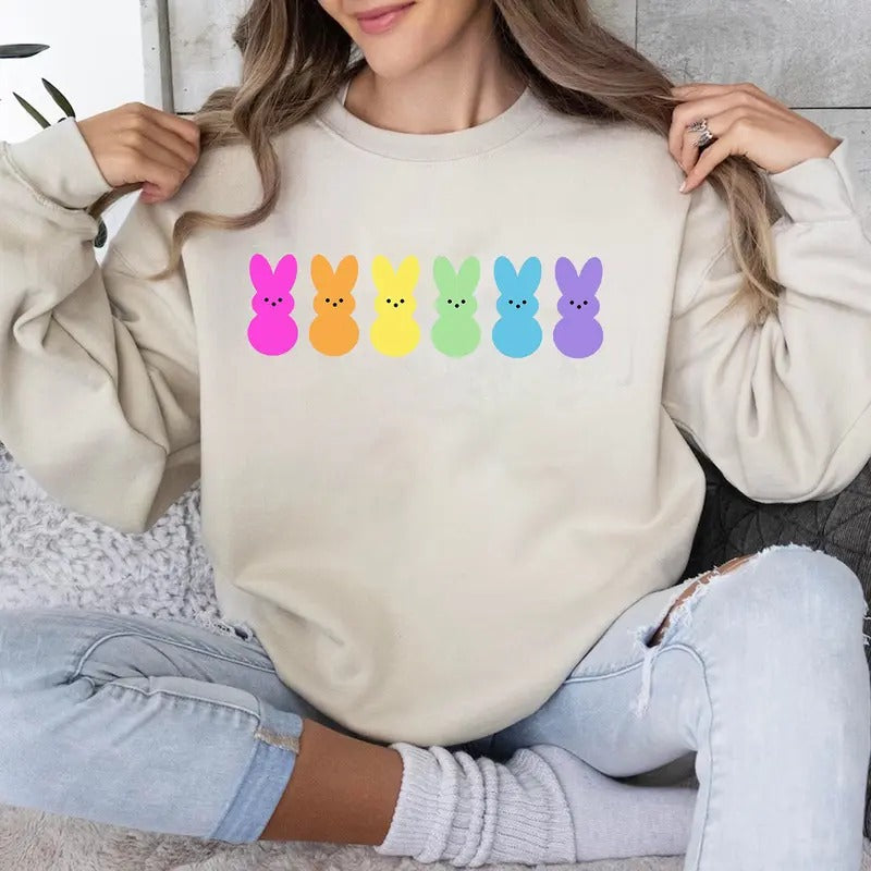 Easter Bunny Sweatshirt, 2025 Easter Shirt, Cute Easter Gift, Cute Easter Sweatshirt, Pastel Easter, Rainbow Easter...