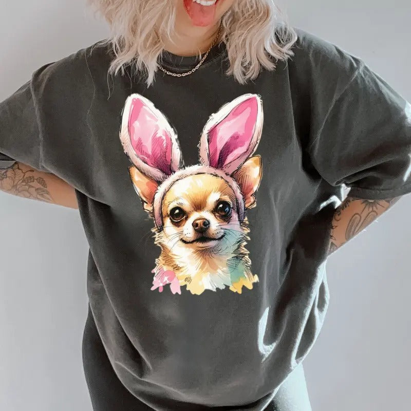 Easter Chihuahua Shirt ~ Unisex Apparel Relaxed Fit Printed In The USA Clothing Womenswear Casual Comfort Cotton Hoodie...