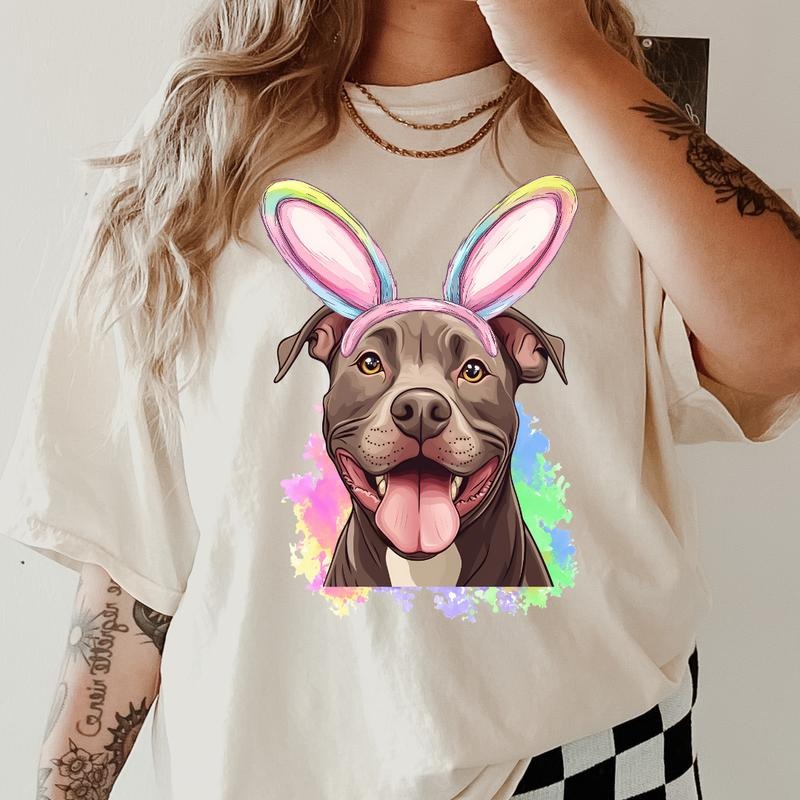 Easter Chocolate Pitbull  Shirt ~ Unisex Apparel Relaxed Fit Printed In The USA Clothing Womenswear Casual Comfort Cotton...