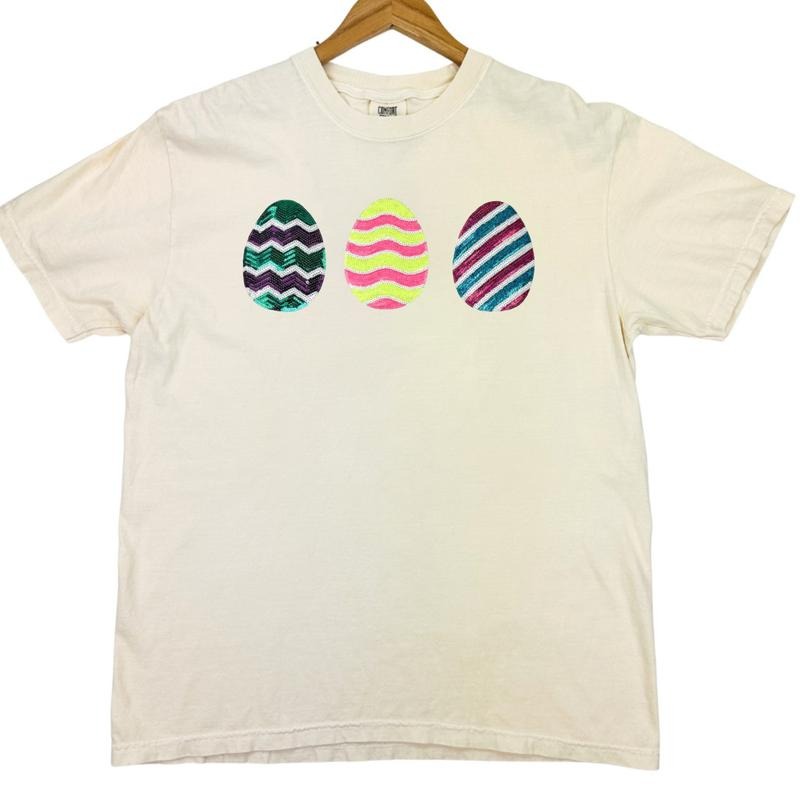 Easter Egg Triple Sequin Patch Comfort Colors T-Shirt Hoodie, Sweatshirt | PrintMintTees.com