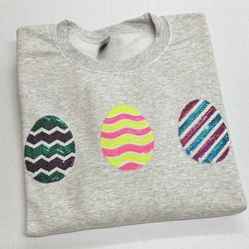 Easter Egg Triple Sequin Patch Sweatshirt T-Shirts, Hoodie | PrintMintTees.com