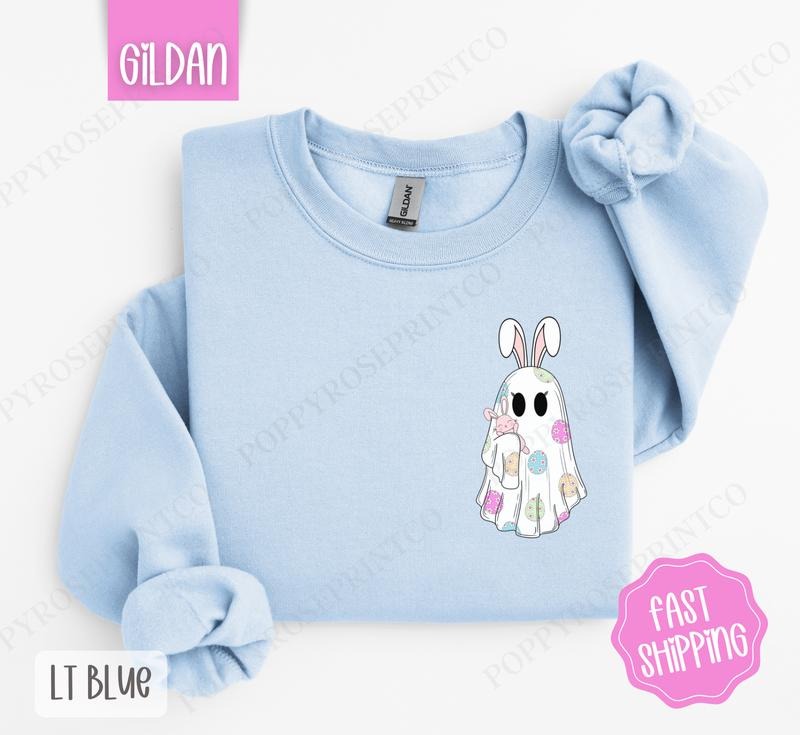 Easter Ghost Sweatshirt, Easter Women's Crewneck, Cute Women's Sweatshirt Shirt Hoodie | PrintMintTees.com