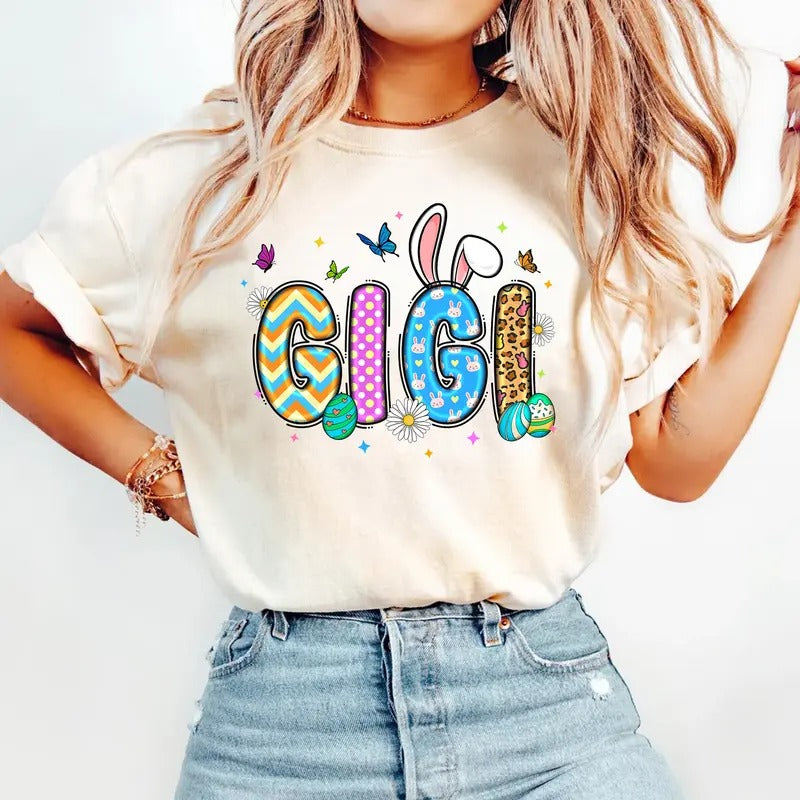 Easter Gigi Shirt - Cute Bunny & Egg Design for Grandmas - Spring Celebration Tee Hoodie, Sweatshirt | PrintMintTees.com