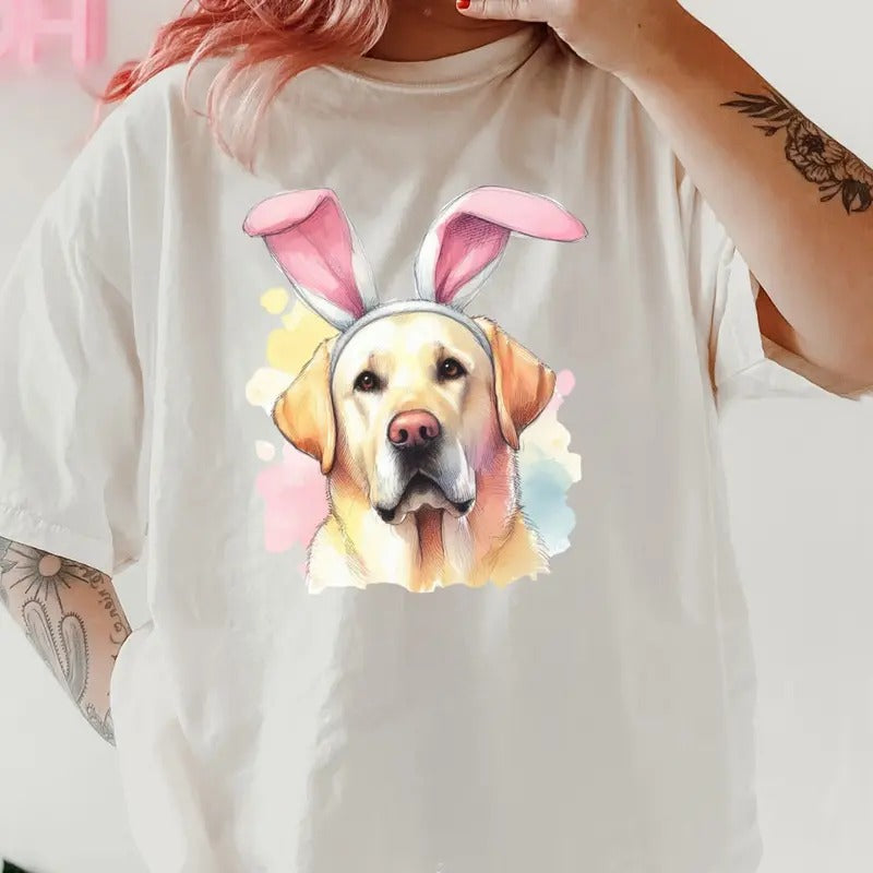 Easter Labrador #2 Yellow Shirt ~ Unisex Apparel Relaxed Fit Printed In The USA Clothing Womenswear Casual Comfort Cotton...