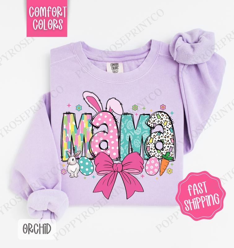Easter Mama Comfort Colors Sweatshirt, Cute Easter Women's Crewneck, Trendy Mom Sweater, Gift for Her Shirt Hoodie