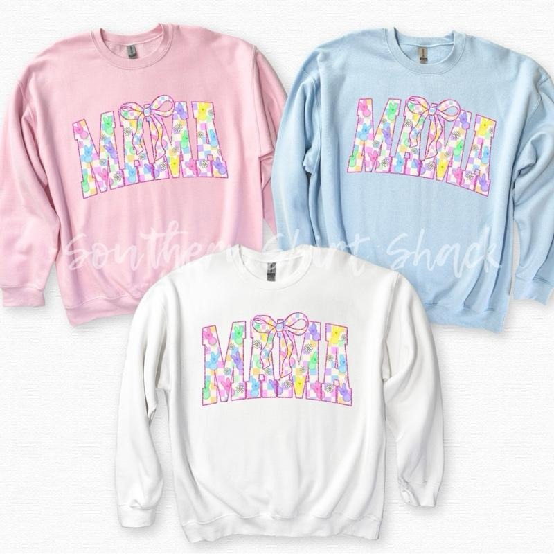 Easter Mama Sweatshirt | Peeps Easter Sweatshirt | Mama Sweatshirt Shirt Hoodie | PrintMintTees.com