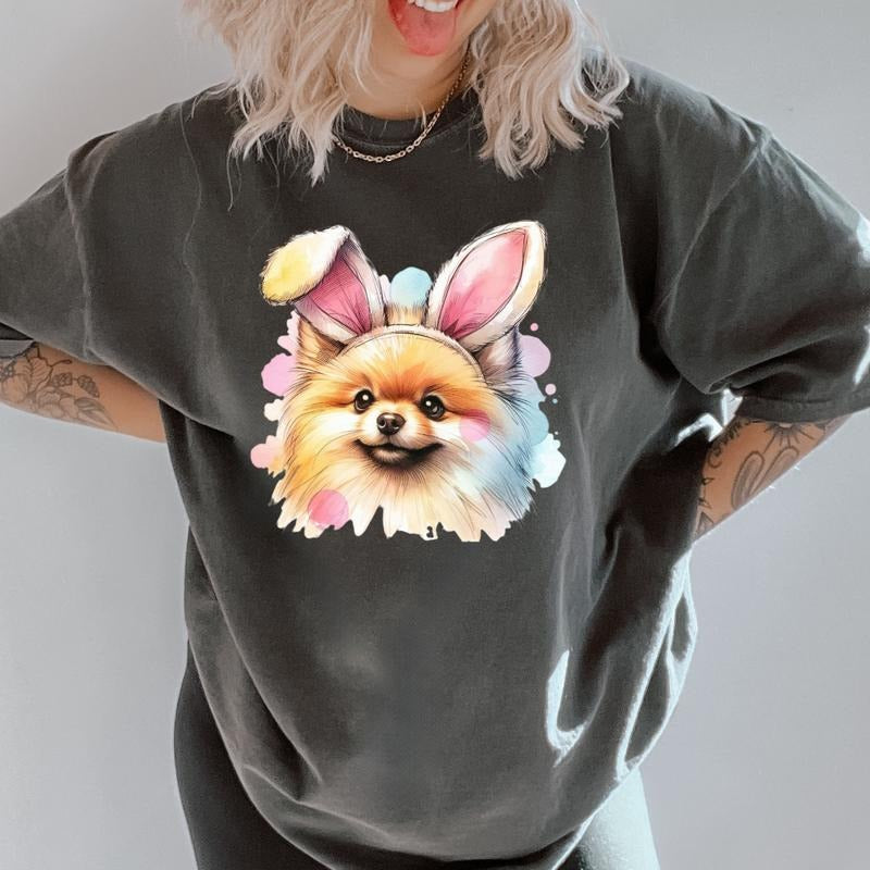 Easter Pomeranian Shirt ~ Unisex Apparel Relaxed Fit Printed In The USA Clothing Womenswear Casual Comfort Cotton Hoodie...