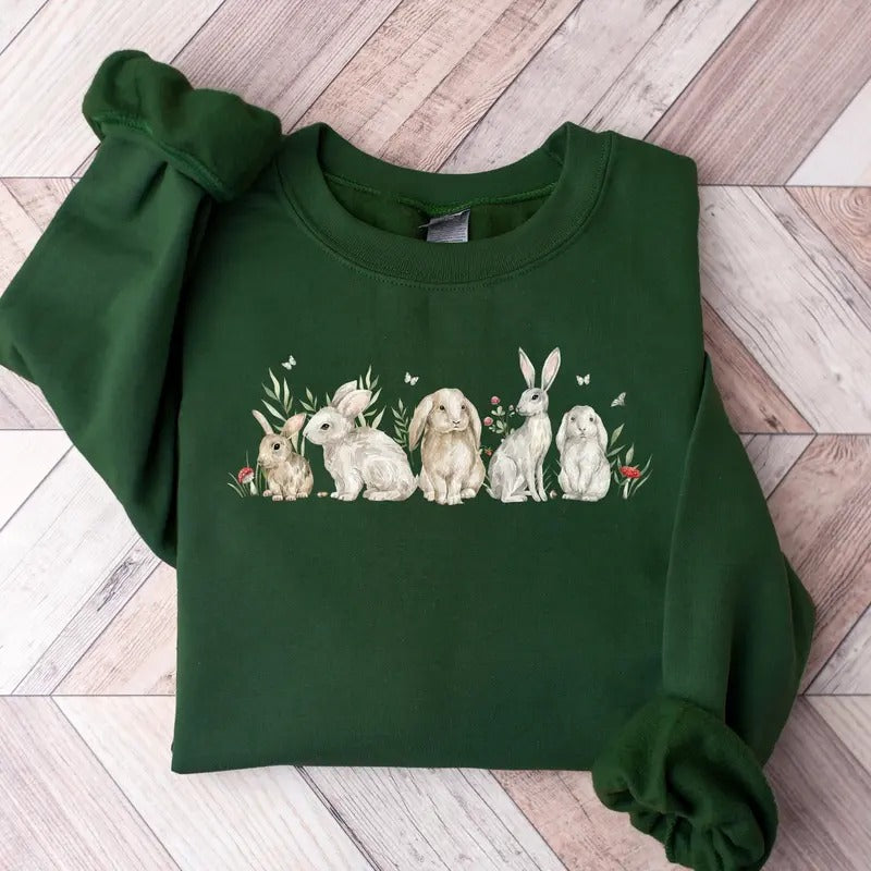 Easter Sweatshirt, Vintage Rabbit Easter Shirt, 2025 Easter Day Shirt, Bunny Easter Sweater, Easter Gift, Easter Family...