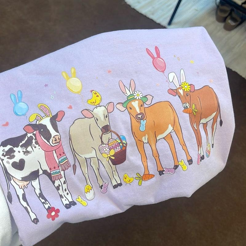 Easter cow crewneck, Western shirt, women's sweatshirt Hoodie | PrintMintTees.com